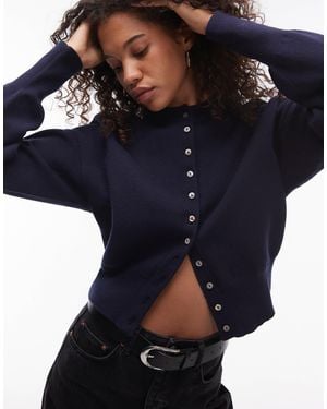 TOPSHOP – kompakte, taillierte strickjacke - Blau