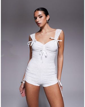 I.AM.GIA Sonnet Lace Bow Detail Romper Playsuit - White