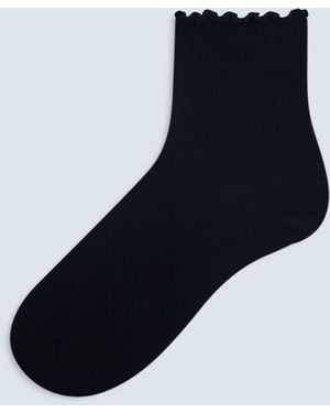TOPSHOP Ribbed Frill Socks - Black