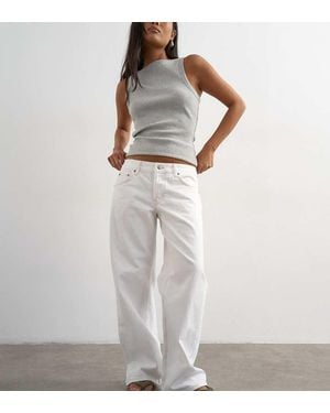 Topshop Unique Ember Low Rise Straight Jeans - White
