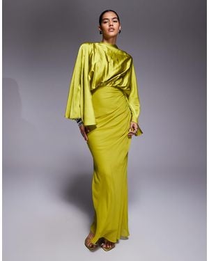ASOS – maxikleid aus satin und chiffon - Gelb