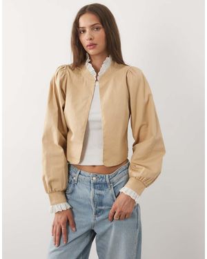 Miss Selfridge Victoriana Contrast Broderie Frill Jacket - Blue