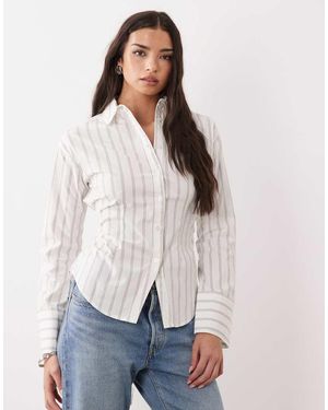 Gina Tricot Cinched Waist Long Sleeve Blouse - White