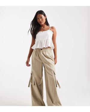 ASOS Asos Design Petite Oversized Utility Pull On Trousers - Natural