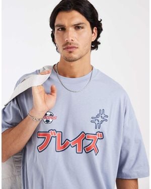 ASOS Boxy Oversized T-shirt With Football Graphic - Blue