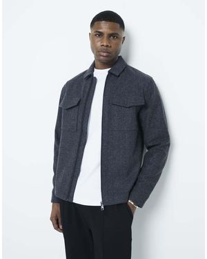 River Island Overshirt Met Rits - Blauw