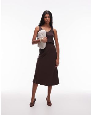 & Other Stories Satin Slip Midi Skirt - Brown