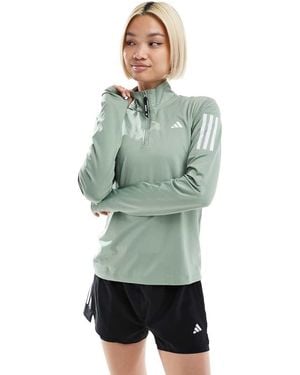 adidas Originals Adidas Running Own The Run 1/4 Zip Top - Green