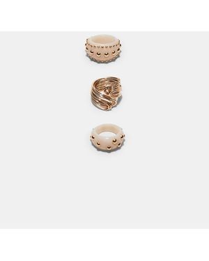 Stradivarius Set Of 3 Studded Rings - White