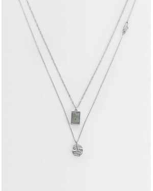 ASOS 2 Pack Molten And Stone Pendant Necklace - White