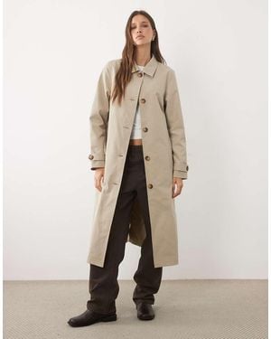 Threadbare Trenchcoat Met Lange Pasvorm - Naturel