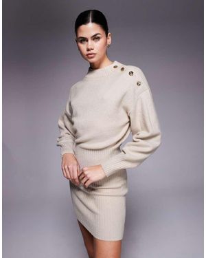 River Island Button Detail Jumper Dress - Grey