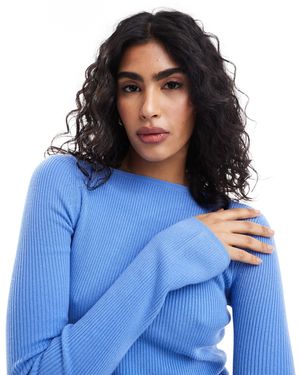ASOS Top en maille à encolure bateau - Bleu
