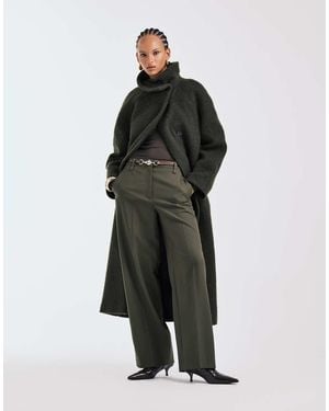 ARKET Pure Wool Straight Leg Trousers With Flat Front - Green