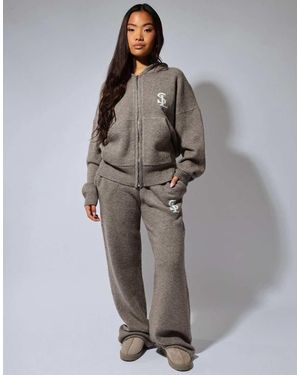 SIMMI Romy Chunky Knit Wide Leg Trouser - Grey
