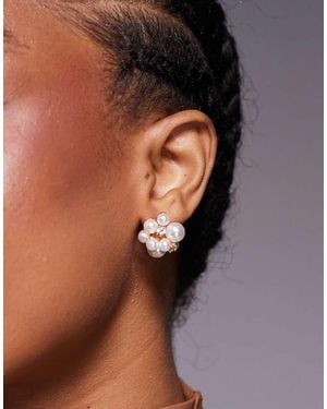 True Decadence Round Pearl Stud Earrings - Brown