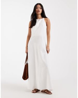 ONLY – ärmelloses maxikleid aus leinenmix - Weiß