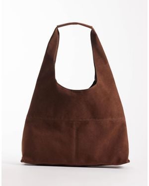 New Look Suedette Panel Tote Bag - Brown