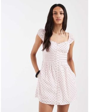 Hollister Milkmaid Smocked Waist Mini Dress - White