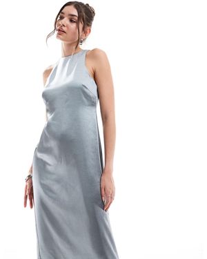 4th & Reckless Robe longue dos nageur en satin - gris acier - Bleu