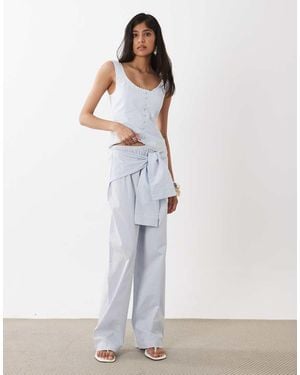 WeWoreWhat Tie Waist Mix And Match Trousers - White