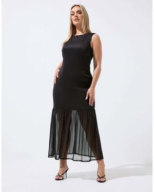 Yours Clothing Mesh Trim Maxi Dress - Black