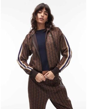Lacoste Printed Co-Ord Zip Through Sweatshirt - Brown