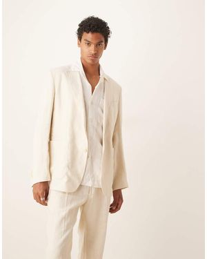 Mango Regular Fit Linen Blazer Co-ord - Natural