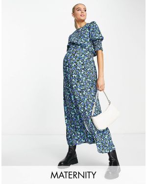 Nobody's Child Maternity Luna Midi Tea Dress - Blue
