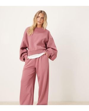 ASOS Asos Design Petite Wide Leg Brushback Jogger - Red