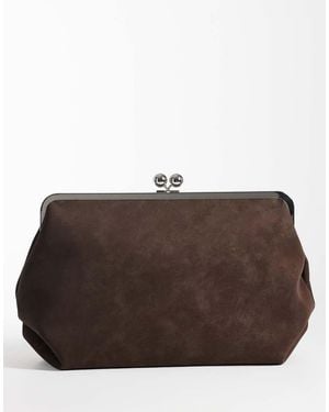 ASOS Velvet Touch Oversized Frame Clutch Bag - Brown