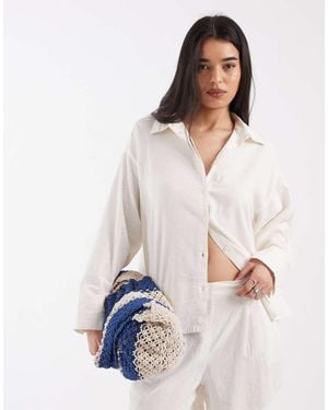 JJXX Co Ord Linen Blend Shirt - White