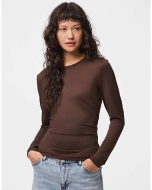 Pieces Long Sleeved Top - Brown