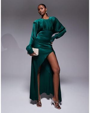 Bardot Kartia Long Sleeve Maxi Dress With Split - Green