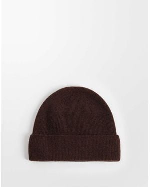 ASOS Knitted Fine Gauge Wool Beanie - Brown