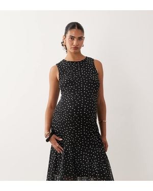 Mama.licious Mamalicious Maternity Sleeveless Mesh Midi Dress - Black