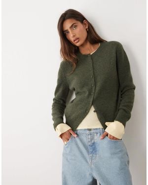 ASOS Wool Blend Neat Fit Cardigan - Green
