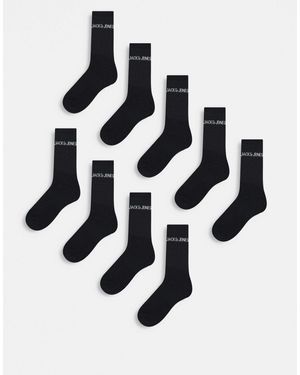 Jack & Jones – 9er-pack gerippte socken - Schwarz