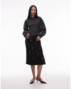 ARKET Crystal Fringe Midi Skirt - Black