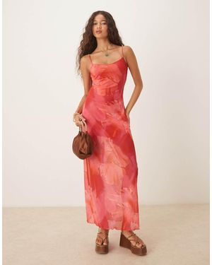 Wild Lovers Bella Vista Floral Print Mesh Beach Maxi Dress - Pink