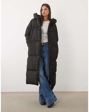 Threadbare Cappotto Lungo Imbottito Con Cappuccio E Tasche Sul Davanti - Blu