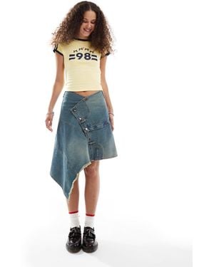 Basic Pleasure Mode Asymmetric Awkward Length Skirt - Blue