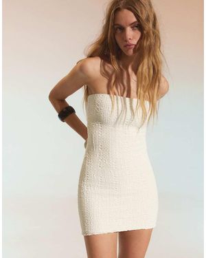 Bershka Rustic Bandeau Mini Dress - Natural