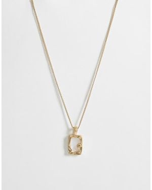 ASOS Square Pendant Necklace With Stone Detail - White