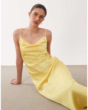 New Look Satin Cowl Neck Midi Dress - Yellow
