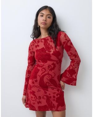 Never Fully Dressed Aria robe courte en tulle dévoré - Rouge