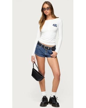 Edikted Hanson Pinstripe Denim Shorts - White