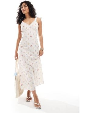 Miss Selfridge Tie Shoulder Linen Slip Dress - White