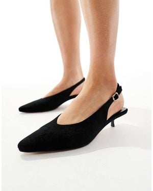 schuh Soraya Kitten Heel Slingback Shoes - Black