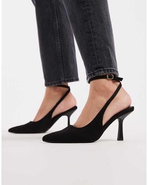 SEQWL Zapatos De Salón Negros De Tacón De Microfibra Salado De